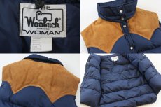 画像3: 70s Woolrichウールリッチ レザーヨーク切り替え ダウンベスト 紺 (3)