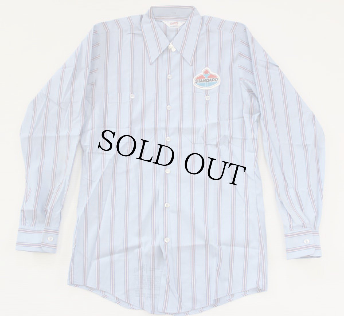 画像2: デッドストック★70s USA製 Unitog STANDARD パッチ付き ストライプ ワークシャツ (2)