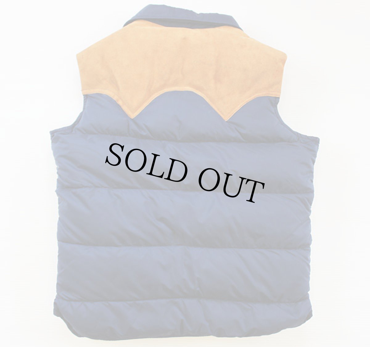 画像2: 70s Woolrichウールリッチ レザーヨーク切り替え ダウンベスト 紺 (2)