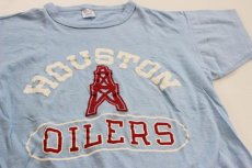 画像1: 80s USA製 Championチャンピオン HOUSTON OILERS コットンTシャツ 水色 M (1)