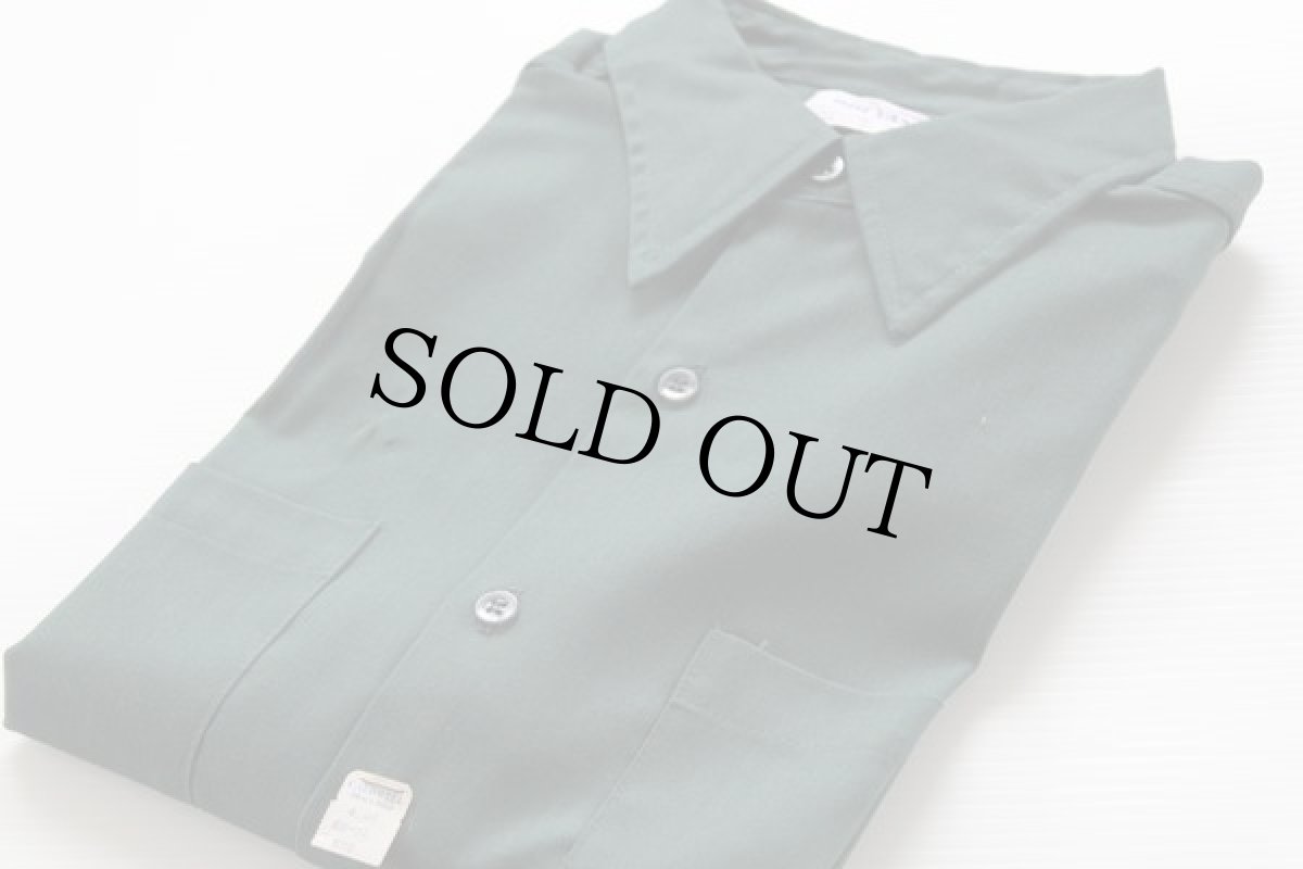画像1: デッドストック★70s USA製 BIG YANK 半袖 ワークシャツ 深緑 M (1)