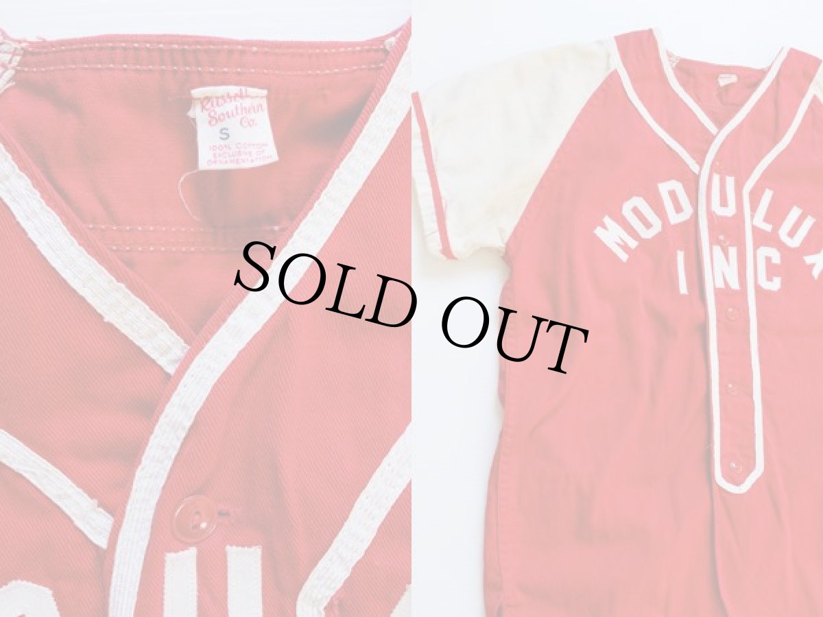 画像3: 50s Russell Southernラッセルサウザン ベースボールシャツ 赤 S (3)