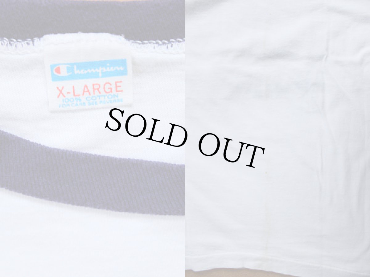 画像3: 70s USA製 Championチャンピオン 染み込みプリント コットン リンガーTシャツ XL (3)