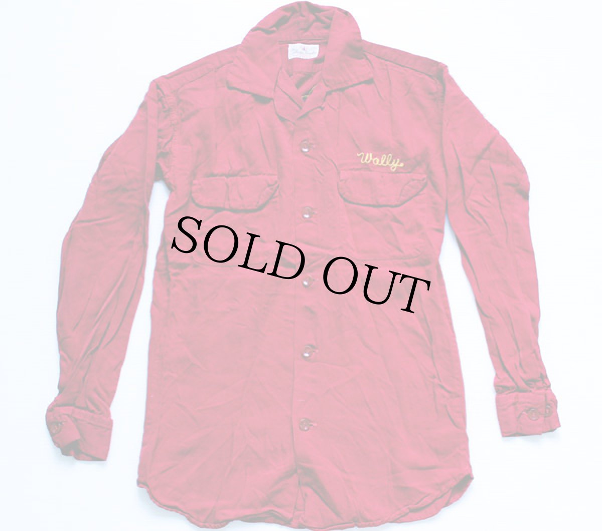 画像2: 50s チェーン刺繍 レーヨンボウリングシャツ 赤 (2)