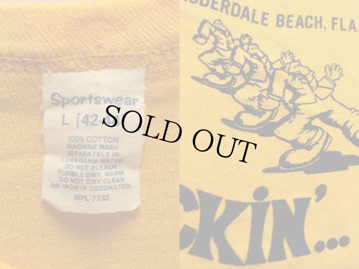 画像3: 70s KEEP ON TRUCKIN' 染み込みプリント コットンTシャツ 黄 L (3)