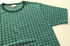 画像1: デッドストック★70s USA製 総柄 ジャガードTシャツ 緑 S (1)