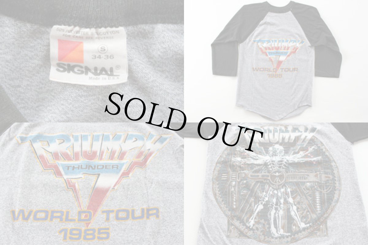 画像3: 80s USA製 TRIUMPH WORLD TOUR 1985 七分袖 ラグラン バンドTシャツ S (3)
