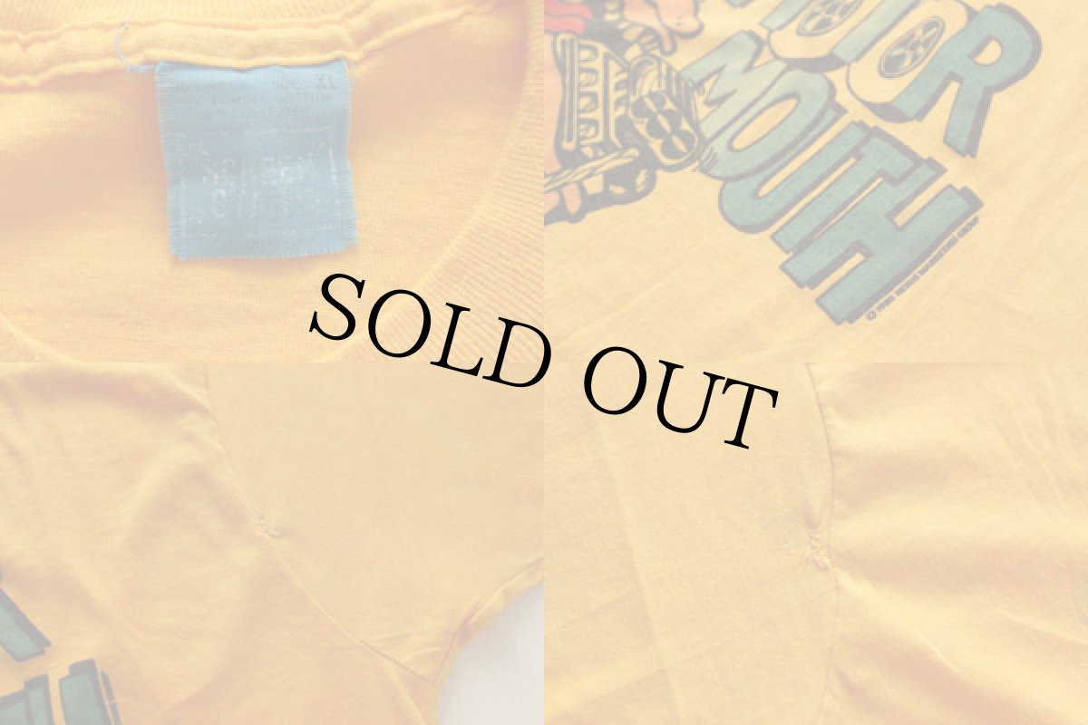 画像3: 80s USA製 MOTOR MOUTH 染み込みプリント Tシャツ 黄 XL (3)