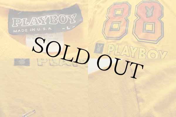 80s USA製 PLAYBOYプレイボーイ 88 ナンバリングTシャツ 黄 L