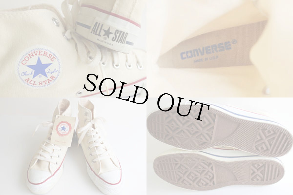 画像3: デッドストック★90s USA製 CONVERSEコンバース ALL STARオールスター HI 生成り 7.5 (3)