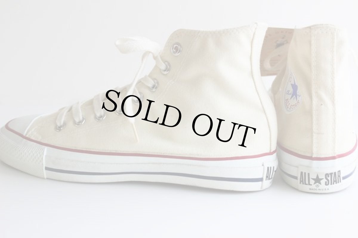画像2: デッドストック★90s USA製 CONVERSEコンバース ALL STARオールスター HI 生成り 7.5 (2)