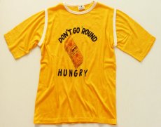 画像2: デッドストック★70s USA製 染み込みプリント Tシャツ 黄 M (2)