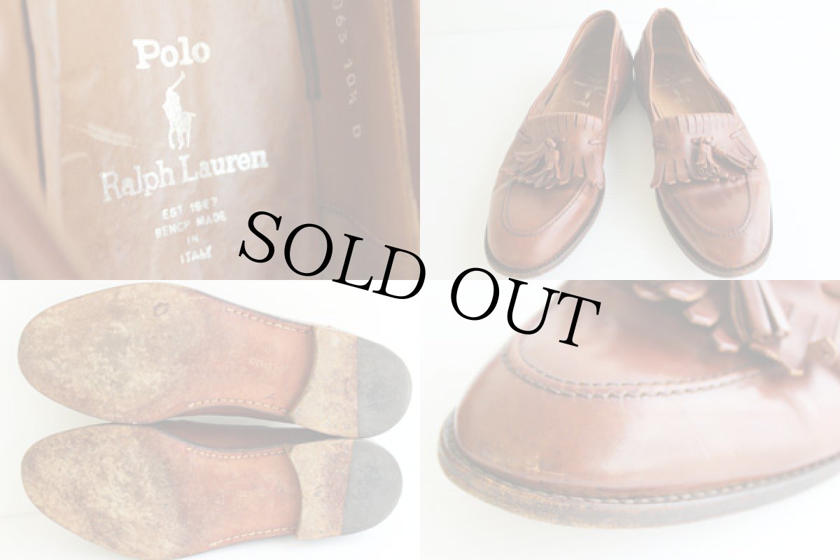 画像3: イタリア製 ポロ ラルフローレン タッセルローファー レザーシューズ 茶 10.5D★革靴 (3)