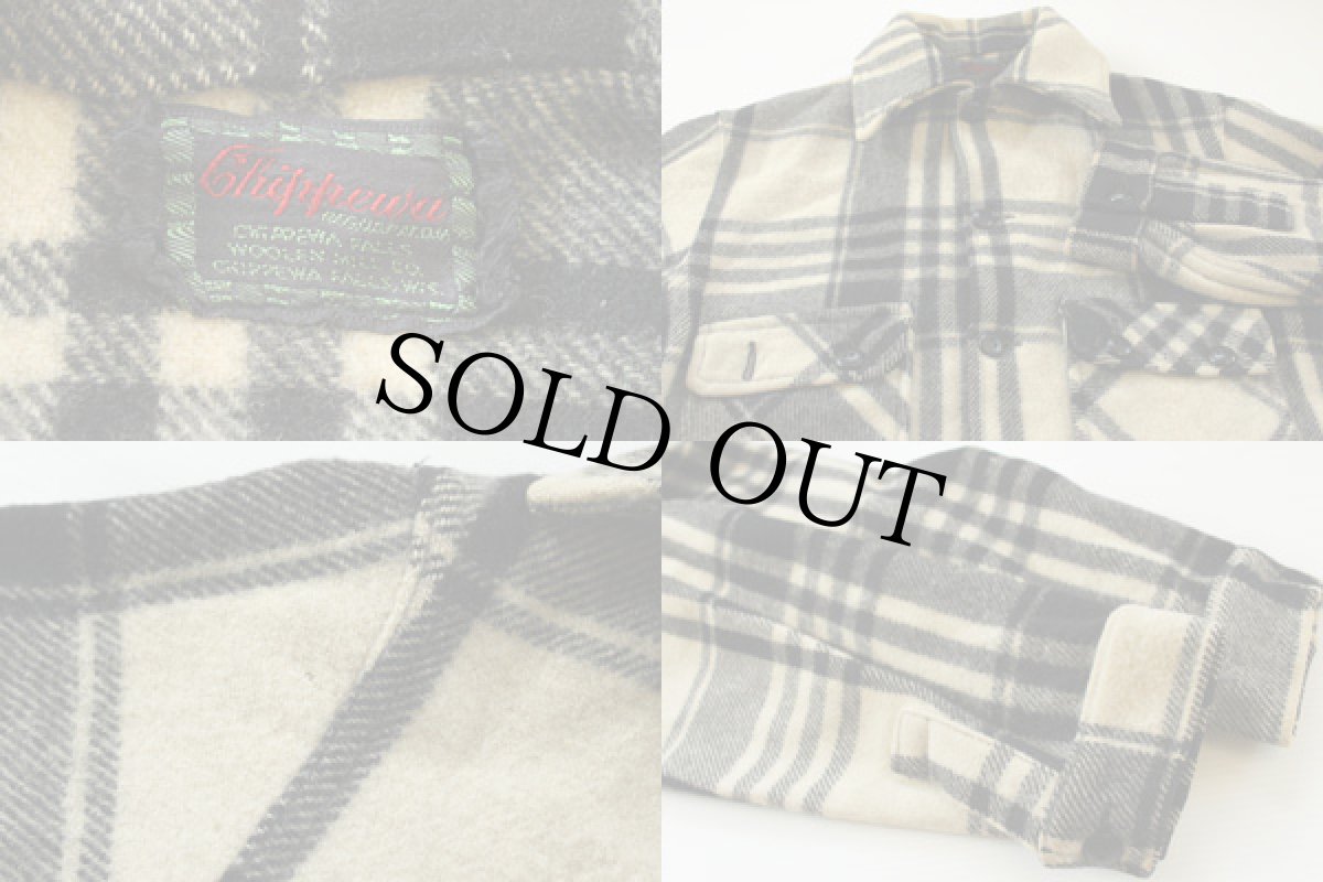 画像3: 50s Chippewaチペワ ウール シャツジャケット 白×黒 (3)