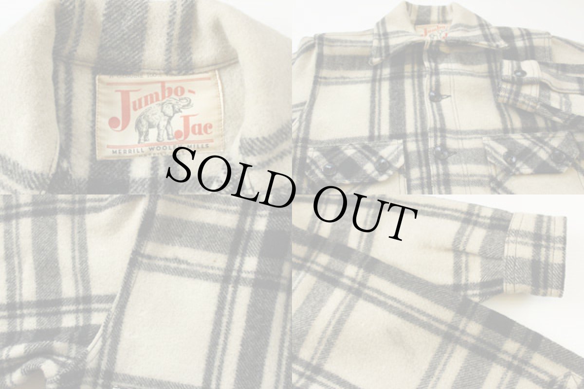 画像3: 50s Jumbo Jac ウール シャツジャケット 白×黒 (3)