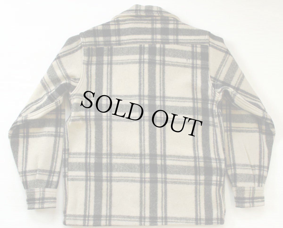 画像2: 50s Jumbo Jac ウール シャツジャケット 白×黒 (2)