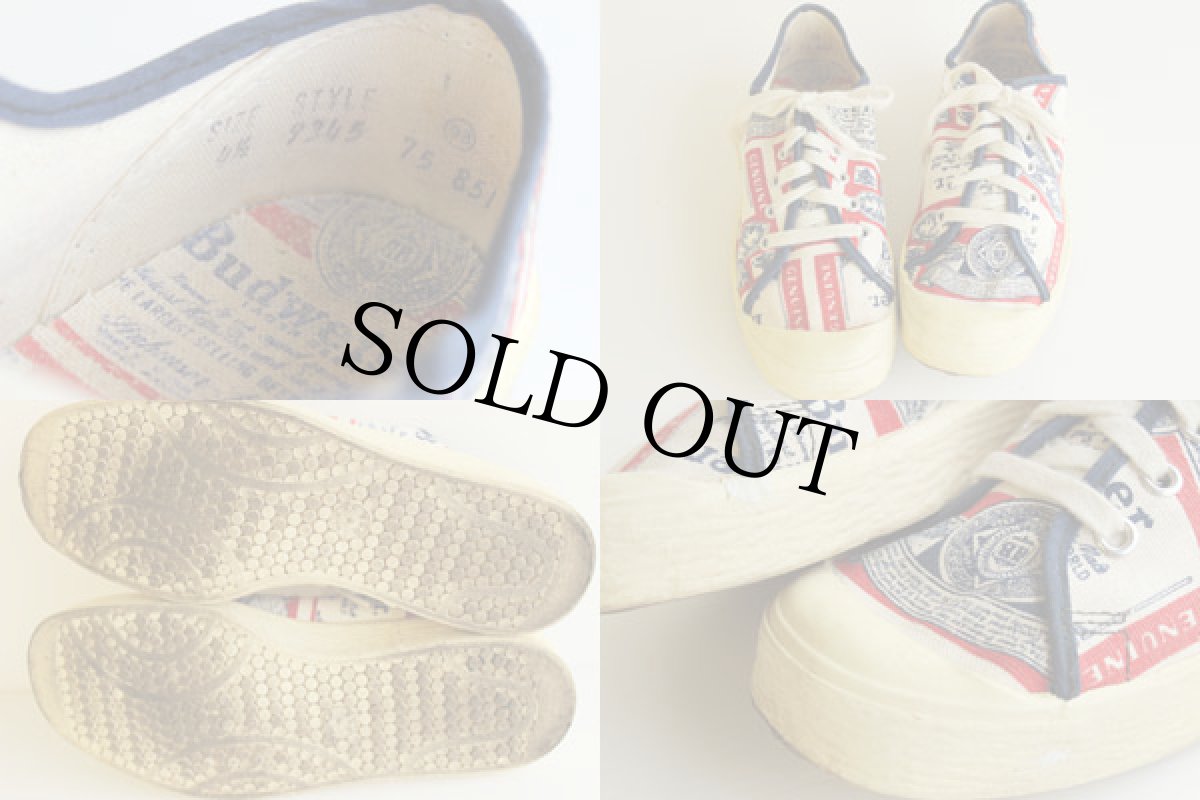 画像3: 80s USA製 Budweiserバドワイザー 総柄 キャンバス スニーカー ローカット 23.5cm (3)