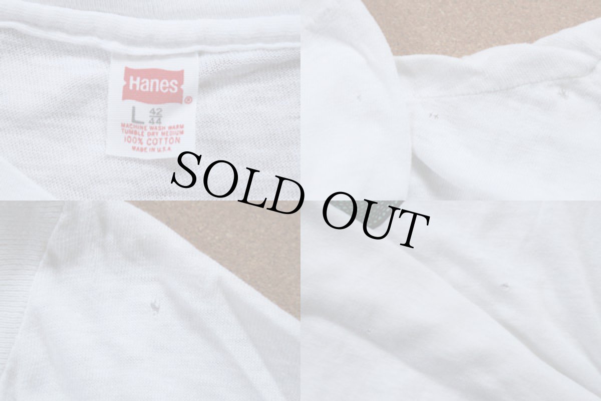 画像3: 70s USA製 Hanes ワニ 染み込みプリントTシャツ 白 L (3)