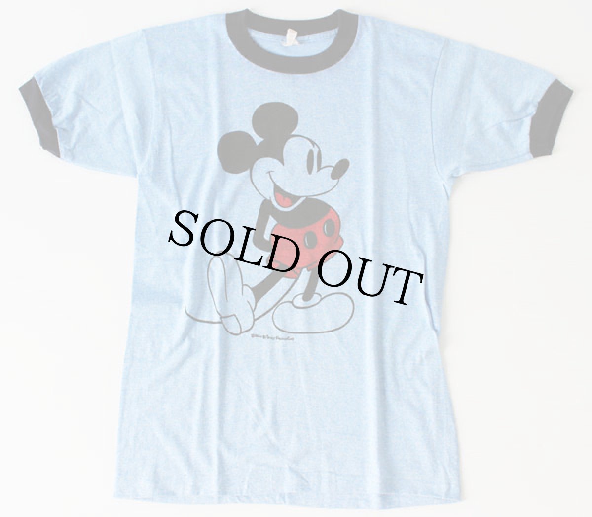 画像2: 70s ミッキー マウス 染み込みプリント リンガーTシャツ M (2)