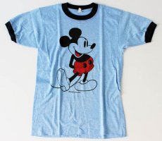 画像2: 70s ミッキー マウス 染み込みプリント リンガーTシャツ M (2)