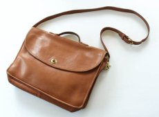 画像1: USA製 COACH オールドコーチ レザーショルダーバッグ 茶★ブリーフ (1)