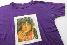 画像1: 70s JOHN LENNON ジョンレノン アイロン フォトプリント コットンTシャツ 紫★転写 (1)