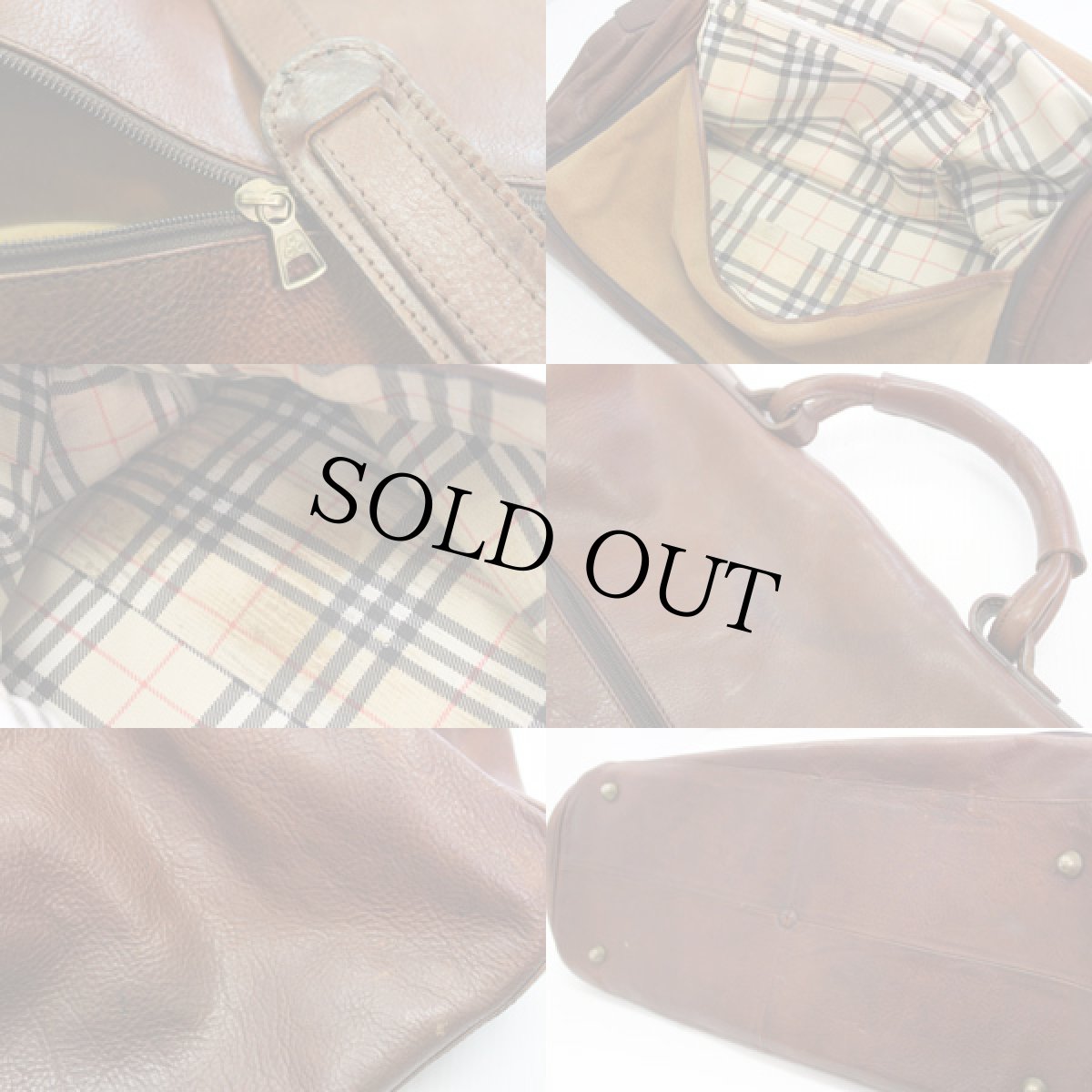 画像3: 大型 レザー ボストンバッグ 茶 (3)