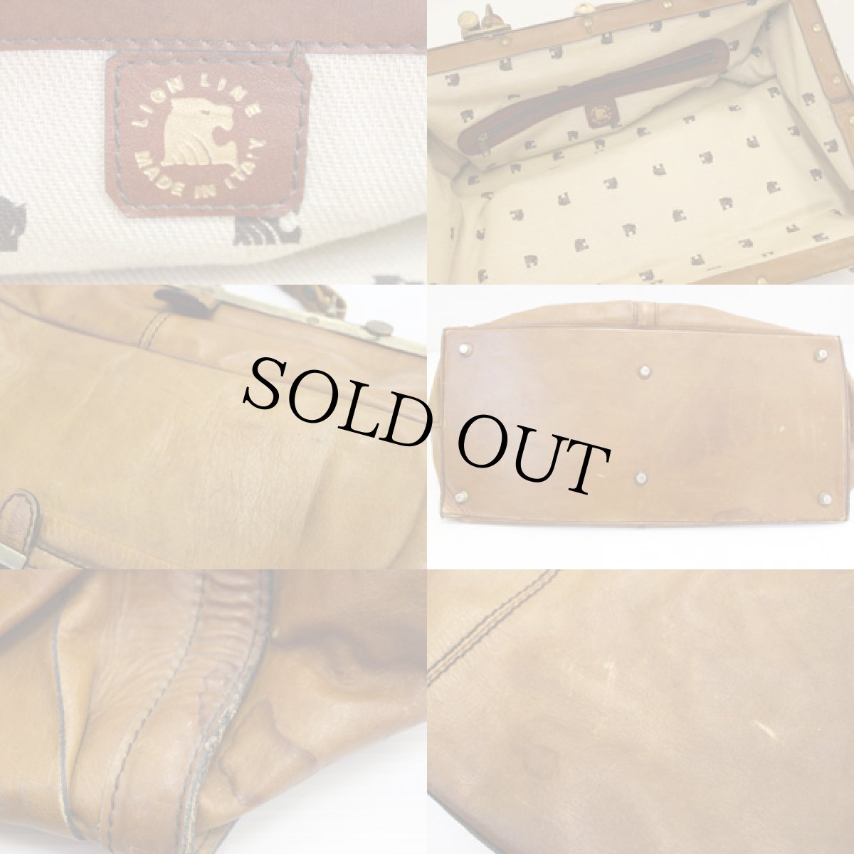 画像3: イタリア製 LION LINE レザー ボストンバッグ 茶 (3)