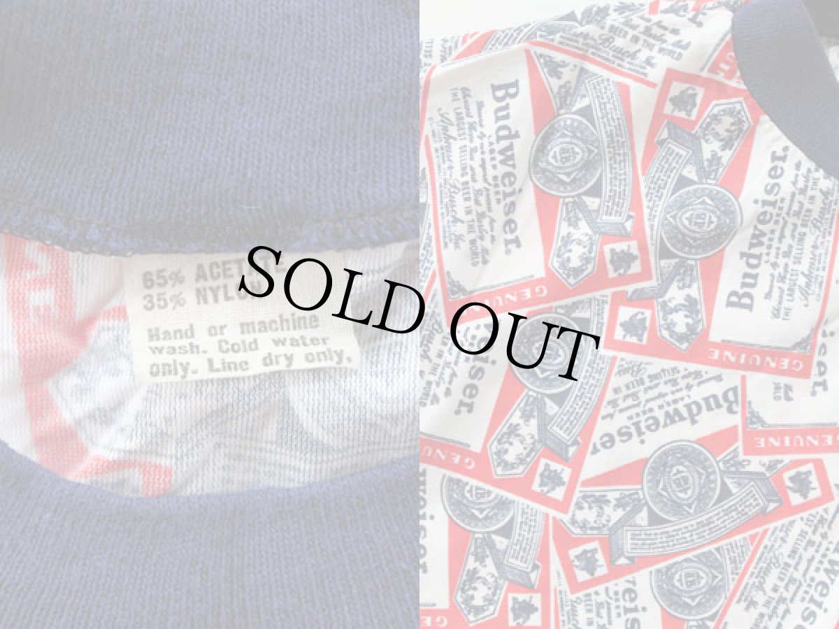 画像3: 70s Budweiserバドワイザー 総柄 染み込みプリント Tシャツ (3)