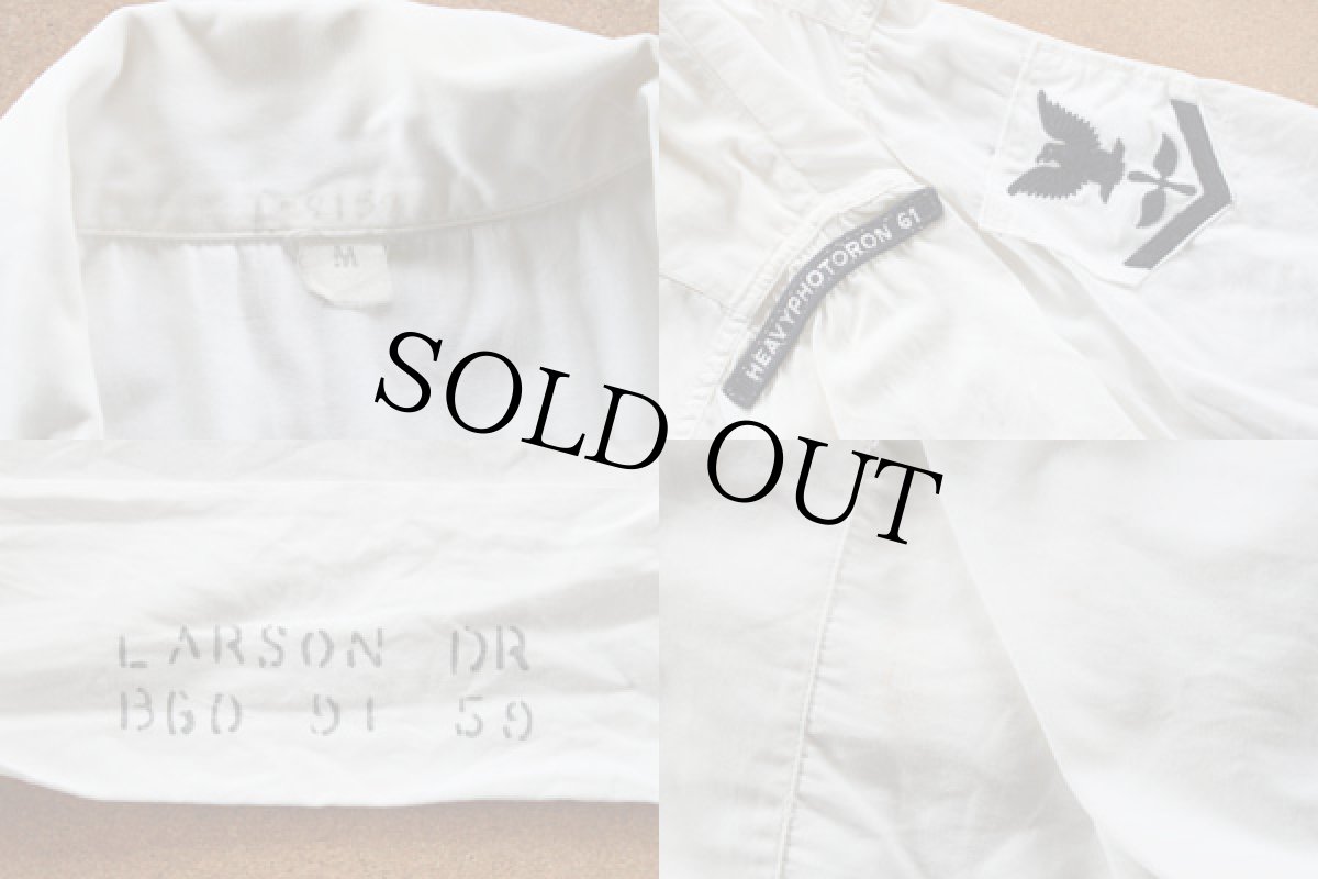 画像3: 60s 米軍 U.S.NAVY オープンカラー コットンシャツ 白 M (3)