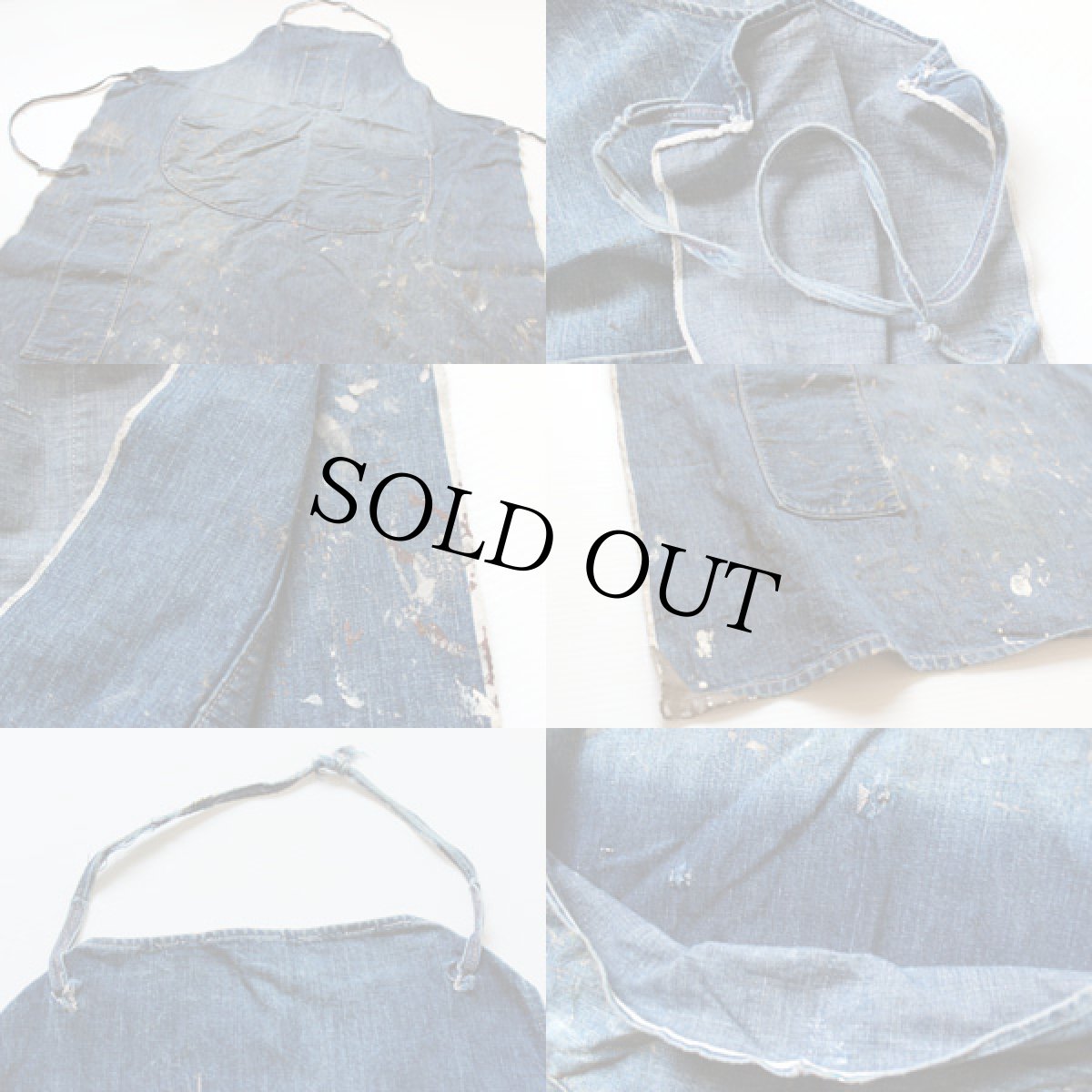 画像3: ビンテージ 耳付き インディゴ デニム ワークエプロン (3)