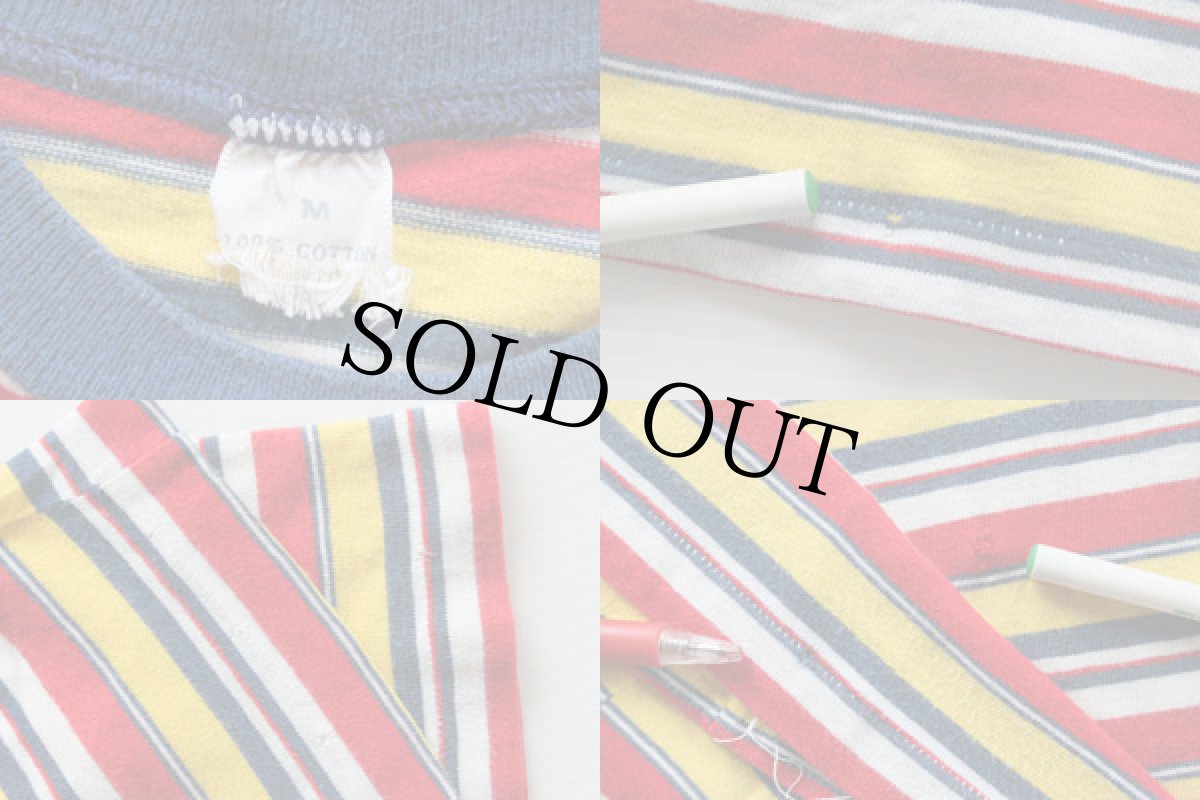 画像3: 70s UNKNOWN ランダムボーダー コットンTシャツ M (3)