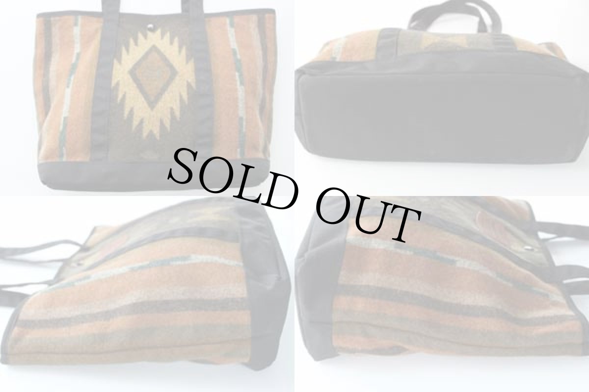 画像2: 90s USA製 PENDLETONペンドルトン ネイティブ柄 ウール ブランケット トートバッグ 	 (2)