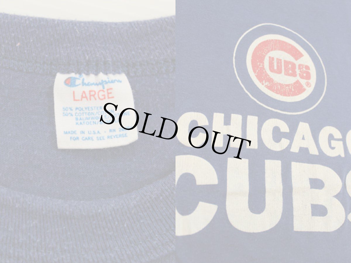 画像3: 80s USA製 Championチャンピオン MLB CHICAGO CUBS Tシャツ 青 L (3)