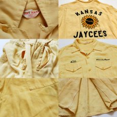 画像3: 50s NAT NAST KANSAS JAYCEES チェーン刺繍 レーヨンシャツ 薄黄 L (3)