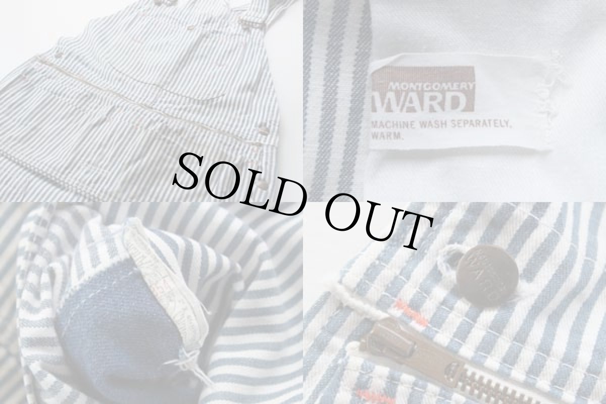 画像2: 70s WARD エプロン付き ヒッコリー ストライプ オーバーオール (2)