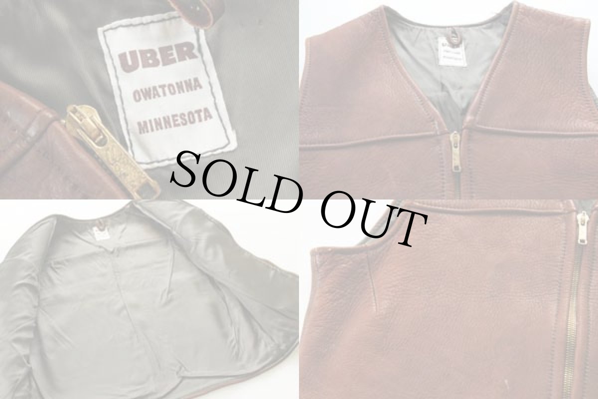 画像3: 60s UBER OWATONNA ディアスキン レザーベスト (3)