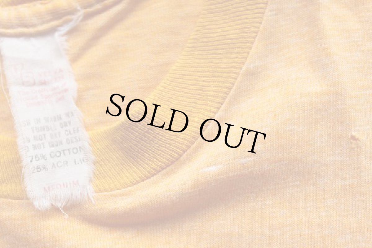 画像3: 70s VELVA SHEEN WBC 染み込みプリント リンガーTシャツ 杢イエロー (3)