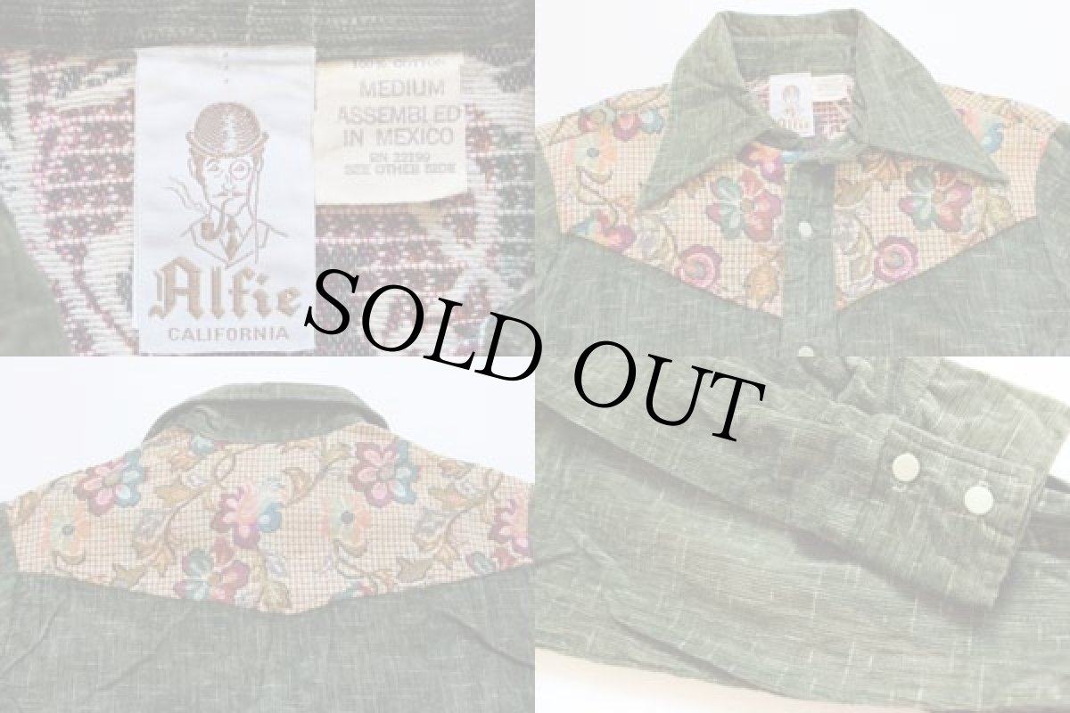 画像3: 70's Alfie 総柄 プリントコーデュロイシャツ M (3)