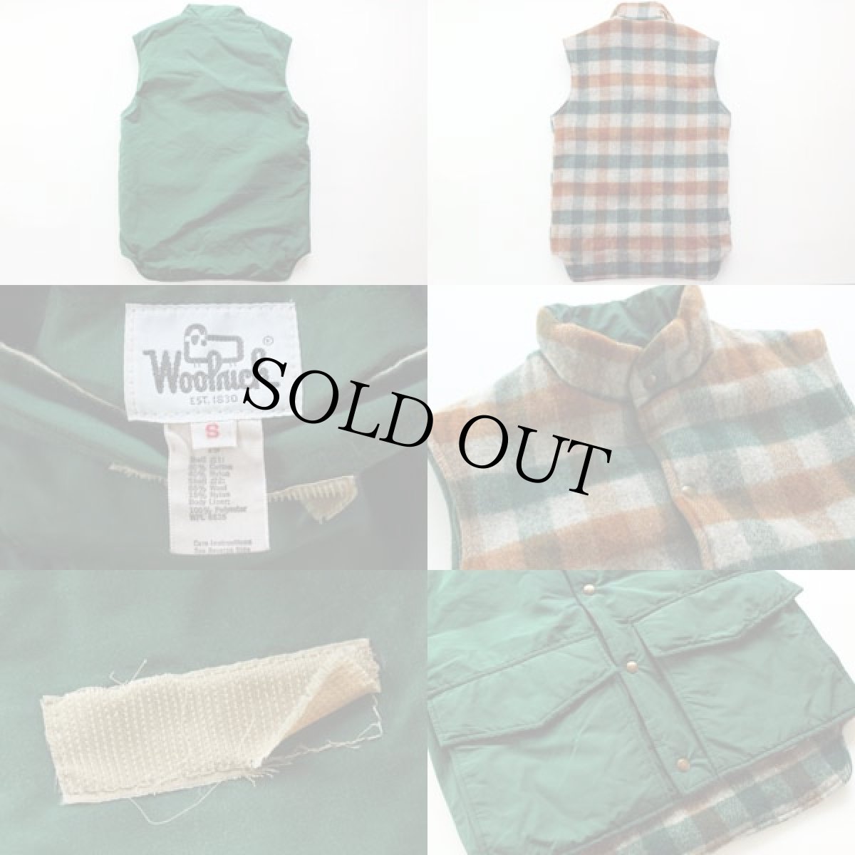 画像3: 70s Woolrichウールリッチ リバーシブル ベスト 緑 S (3)