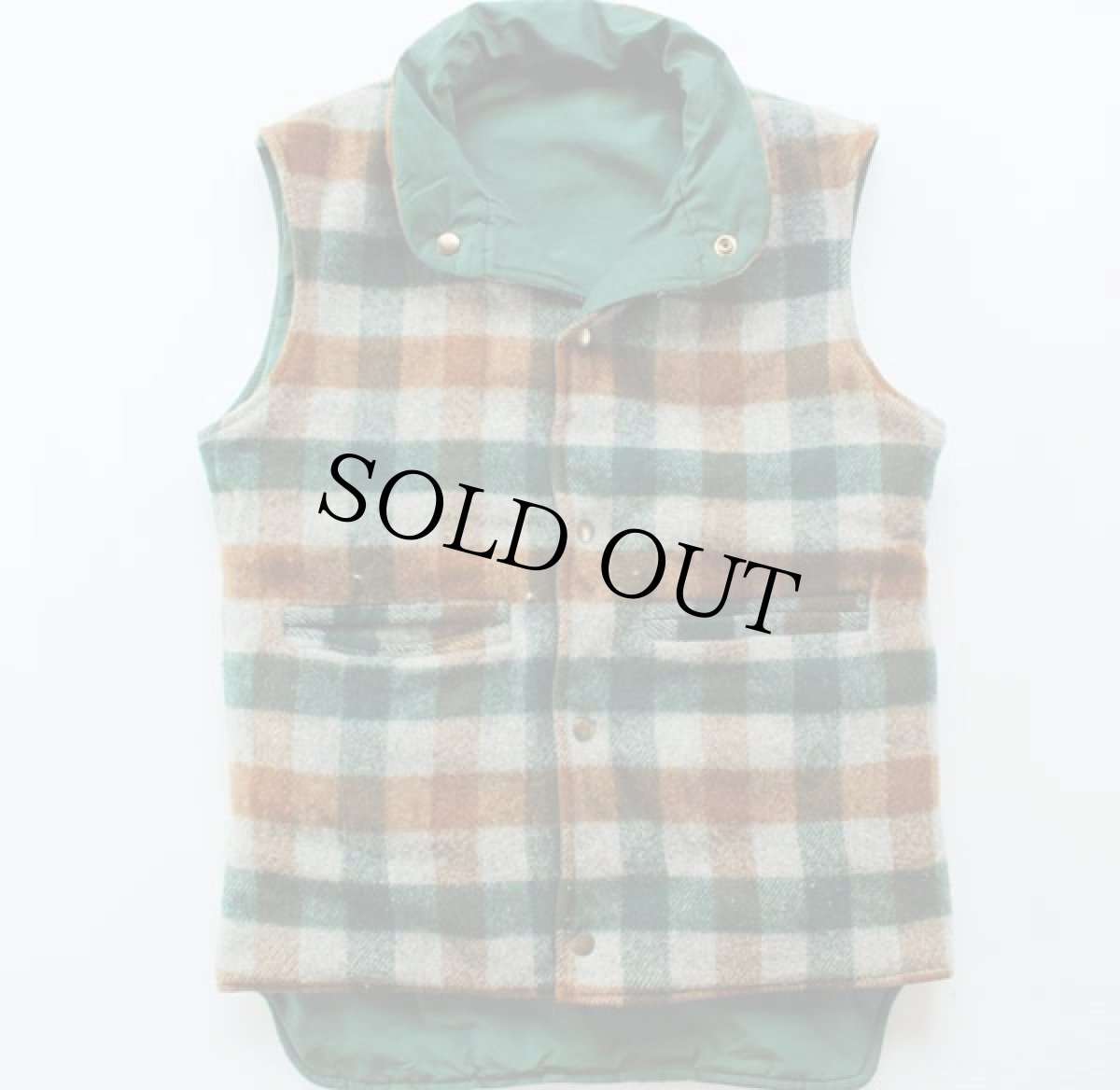 画像2: 70s Woolrichウールリッチ リバーシブル ベスト 緑 S (2)