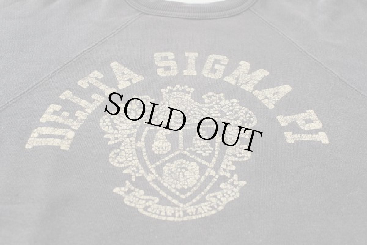 画像2: 50s DELTA SIGMA PI ひび割れプリント ツートン コットン スウェット 紺 フェード (2)