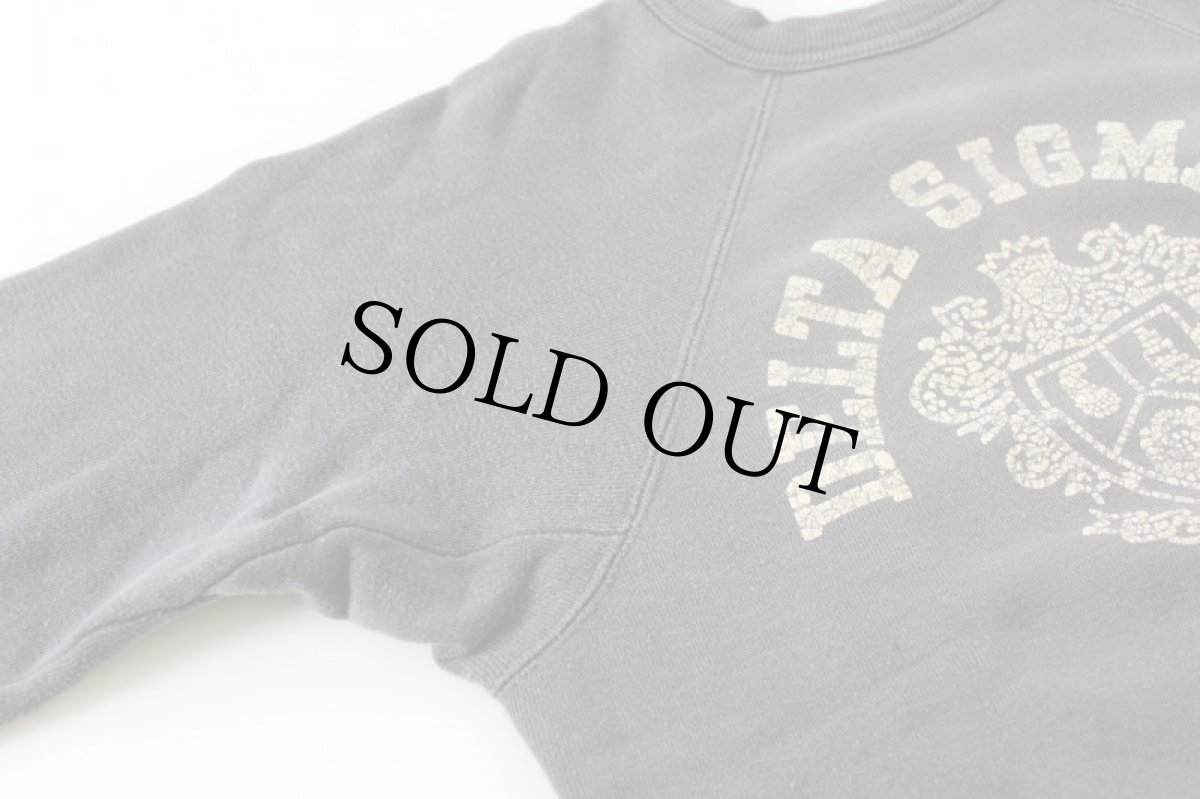 画像5: 50s DELTA SIGMA PI ひび割れプリント ツートン コットン スウェット 紺 フェード (5)