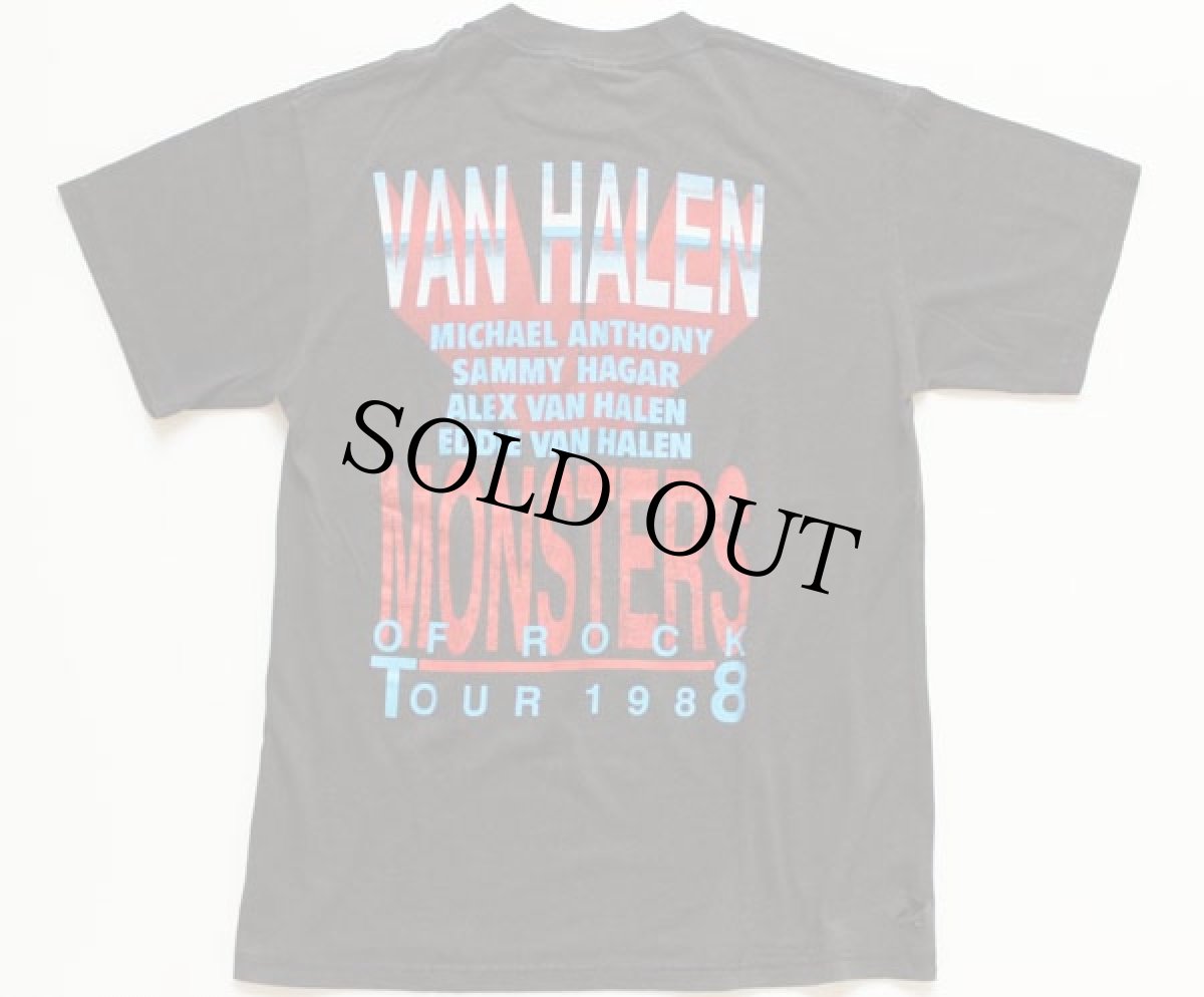 画像2: 80s USA製 VAN HALENヴァンヘイレン MONSTERS OF ROCK TOUR 1988 バンドTシャツ 黒 M (2)