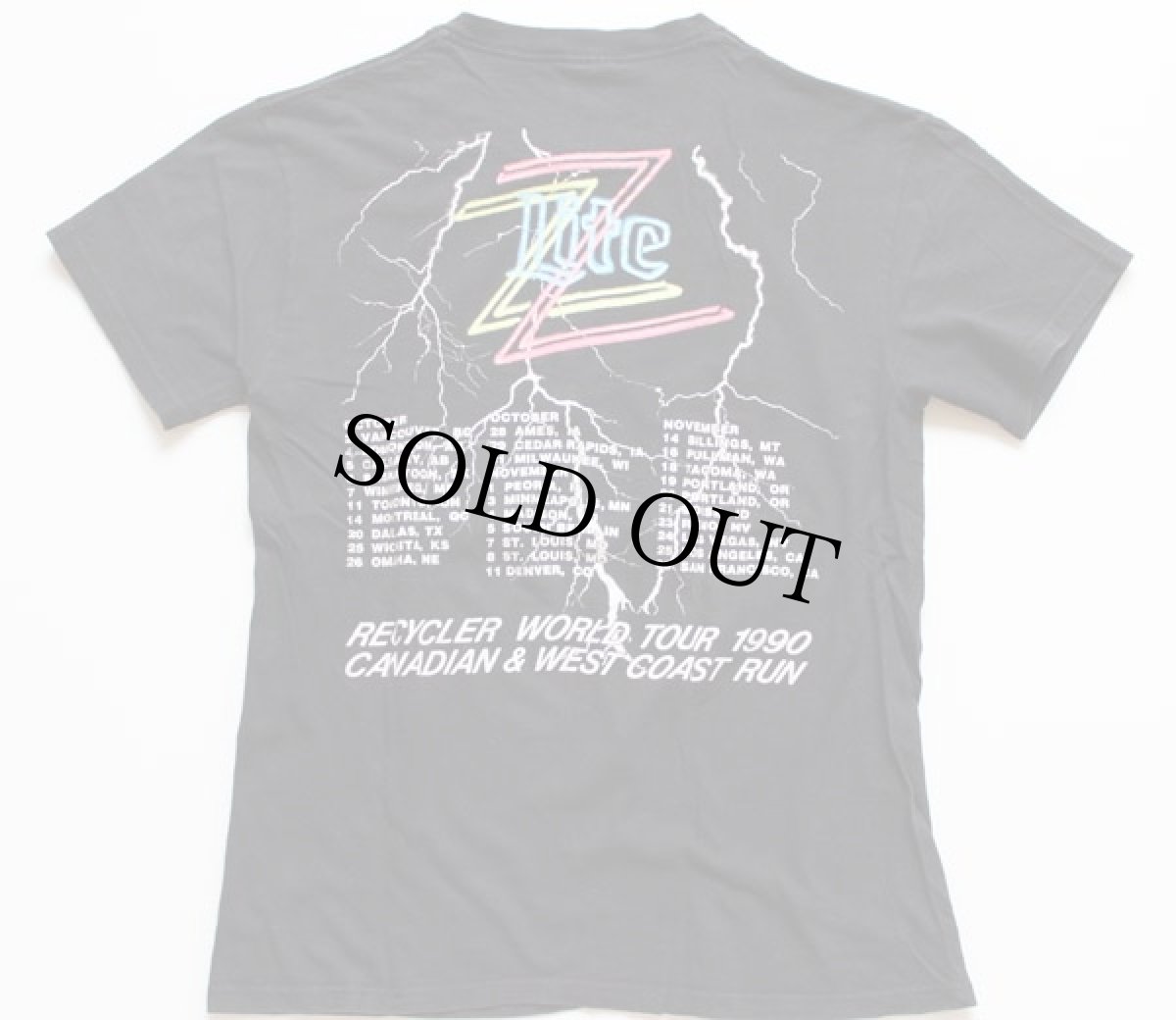 画像2: 90s USA製 ZZ TOP RECYCLER WORLD TOUR 1990 コットン バンドTシャツ 黒 M (2)