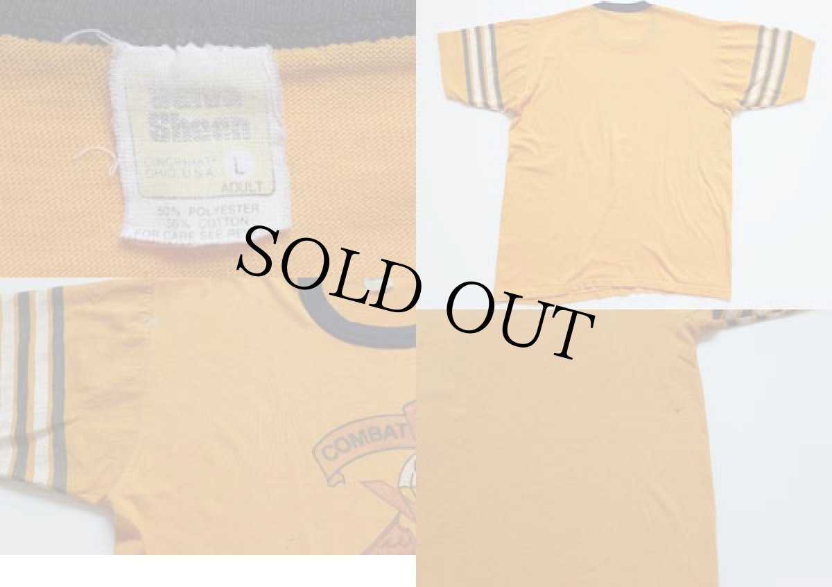 画像3: 70s USA製 Velva Sheen AIRBORNE スカル Tシャツ マスタード L★パラシュート部隊 (3)