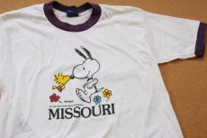 画像1: 80s スヌーピー MISSOURI リンガーTシャツ 白 (1)