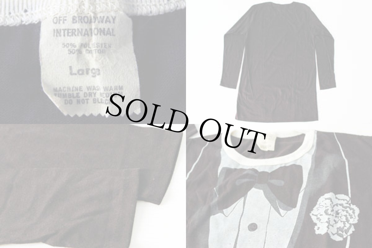 画像3: 70s タキシード 騙し絵 長袖Tシャツ 黒 L (3)