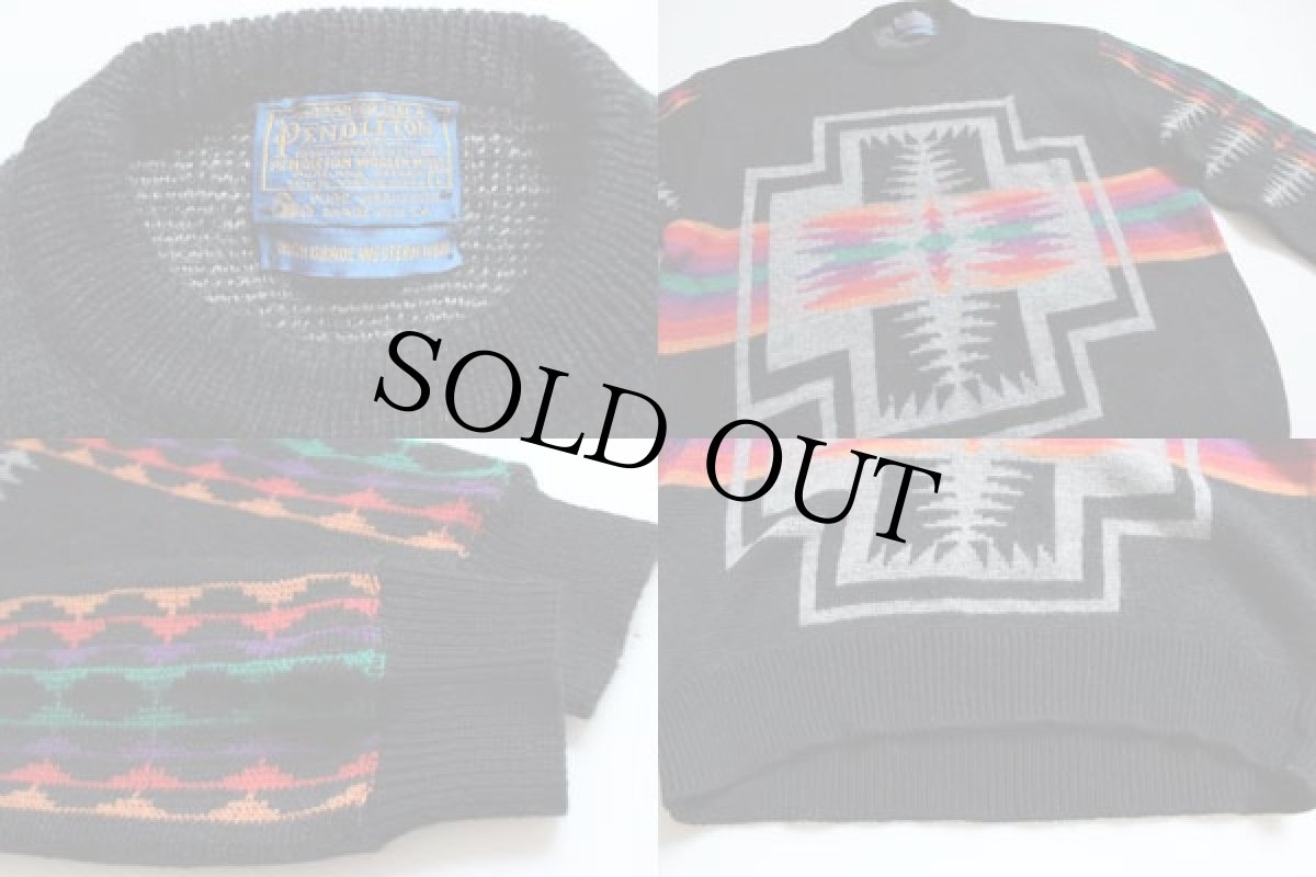 画像3: 70s USA製 PENDLETONペンドルトン チーフジョセフ ネイティブ柄 ジャガード ウールニット セーター L (3)