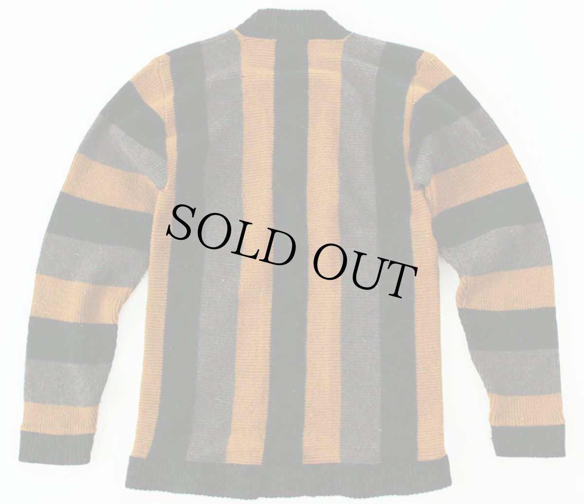 画像2: 60s マルチボーダー ウールニット フルジップ セーター S (2)
